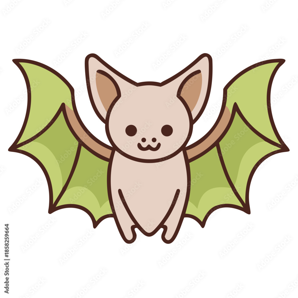 Fototapeta premium A cute cartoon vector illustration of a happy kitten and a funny fox playing together in nature, featuring a clean drawing design of these domestic and wild mammal animals