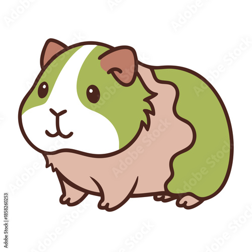Cute cartoon piggy bank with money illustration