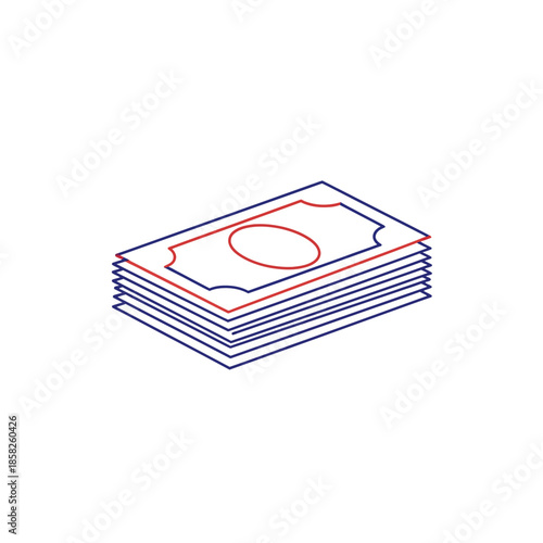 Illustration of Stacked Currency Notes Showing Financial and Money Concepts