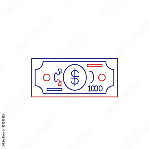 Minimalist Illustration of a One Thousand Dollar Banknote for Financial and Currency Themes