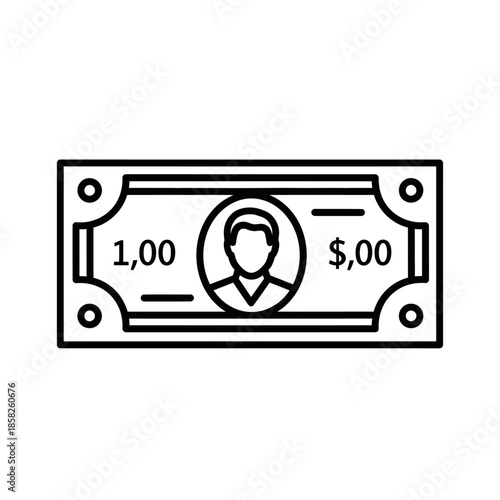 Minimalist Illustration of a Banknote Featuring a Person's Portrait for Financial Concepts