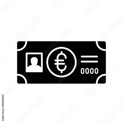 Minimalist Black and White Illustration of Currency and Identification Card