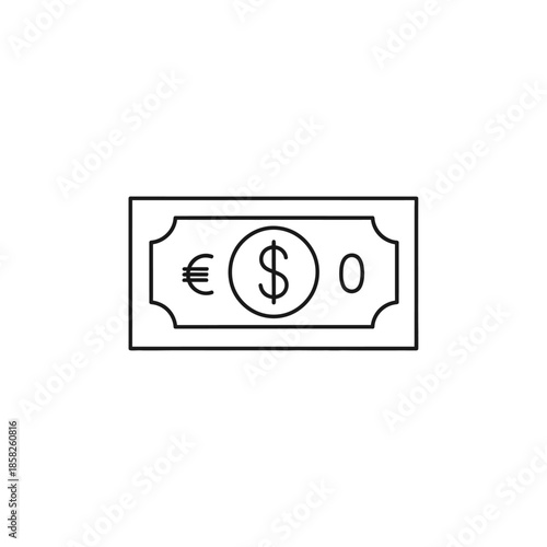 Minimalist Illustration of a Banknote with Currency Symbols for Financial Concept