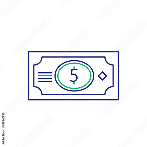 Minimalist Illustration of a Five Dollar Banknote for Financial and Business Concepts