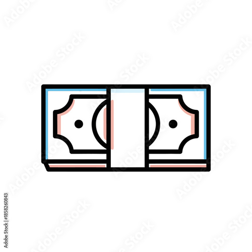 Minimalist Illustration of Money Banknotes with Currency Design