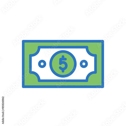 Minimalist Illustration of a Five Dollar Banknote for Financial and Economic Themes