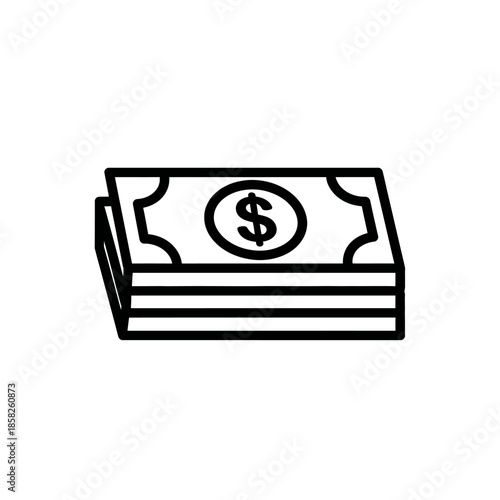 Minimalist Illustration of Money Stacks in Black and White for Financial and Business Themes