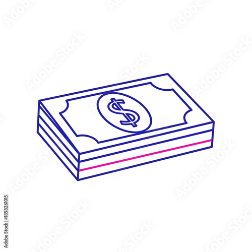 Minimalist Illustration of Paper Money Stack for Financial and Business Concepts