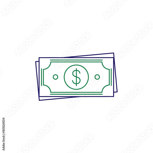 Minimalist Illustration of Cash Money for Financial Transactions and Payments