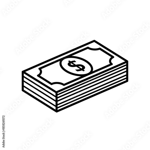 Minimalist Illustration of Cash Stack for Financial and Business Themes