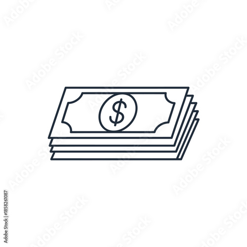 Minimalist Illustration of Stack of Paper Currency for Financial and Banking Topics