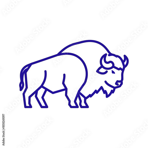 Minimalist Line Art Illustration of a Mighty Bison for Nature and Wildlife Projects