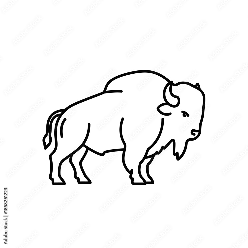 Obraz premium Minimalist Line Art Illustration of a Bison for Modern Design Projects
