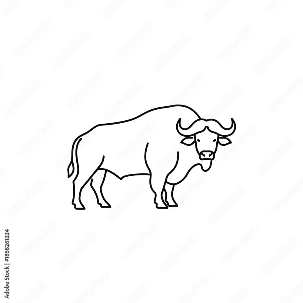 Fototapeta premium Minimalist Line Art Illustration of a Bison for Creative Design Projects