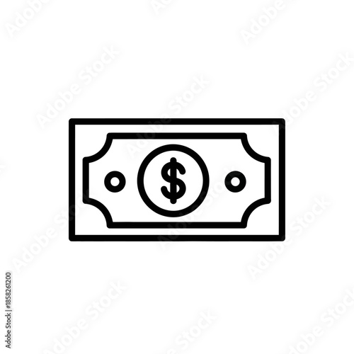 Minimalist Line Art Illustration of a Paper Currency Bill for Financial Themes