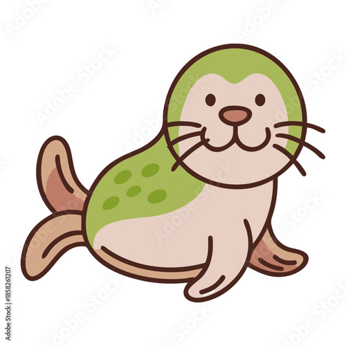 Cute cartoon vector illustration of happy baby animals including dog, cat, elephant, and dinosaur on a white background