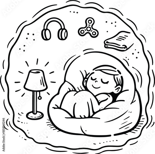 Cozy Bedtime Relaxation Sleep Routine Doodle