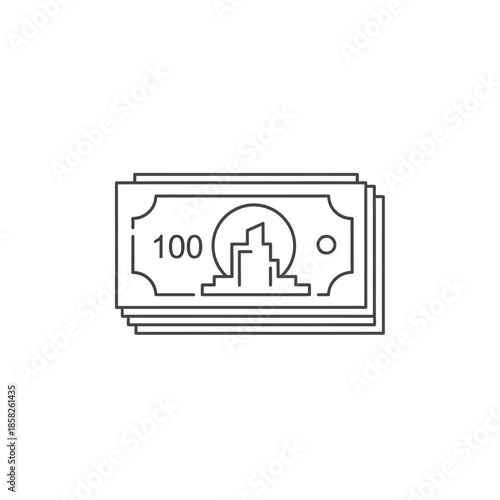 Minimalist Line Art Illustration of Currency Notes for Financial and Banking Themes