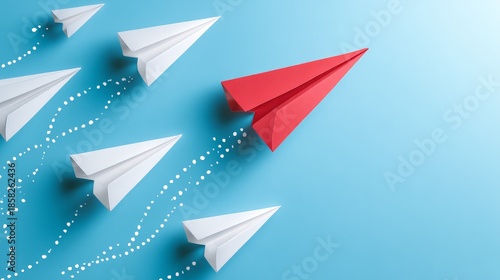 Free Download Paper Airplanes Competing in Flight, Studio Setting, Dynamic Viewpoint - GFXLoad