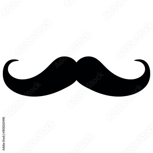 Classic curled mustache silhouette icon for vintage style and design