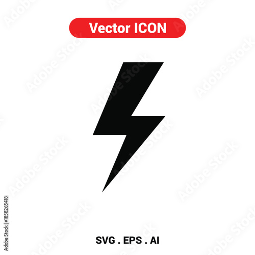 Vector icon of a lightning bolt striking with energetic power, representing electricity and speed Free Download Vector icon of a lightning bolt striking with energetic power, representing electricity and speed - GFXLoad