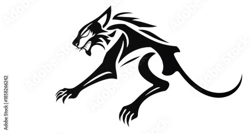 Black and white dragon and horse tattoo design featuring a tribal vector illustration of a fantasy animal silhouette with a black dragon head emblem in a heraldic nature art style