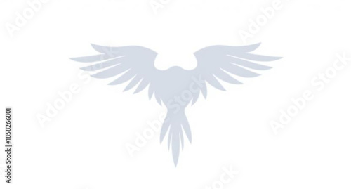 Vector illustration of a flying peace dove with angel wings and a heart symbol for a tribal tattoo logo design