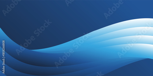 A smooth blue gradient background with elegant wave-like ripples and patterns in light blue and white at the top. Creates a sense of calm, flow and minimalistic elegance. Ideal for design projects.