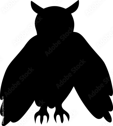 Owl Silhouette Isolated Black Night Wildlife Graphic