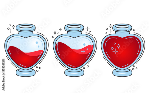 Bilde på lerret Red heart magical love elixir bottle