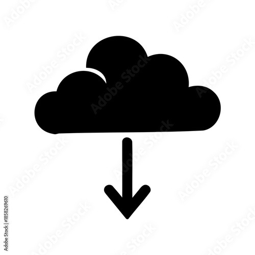 Black Cloud Download Icon, representing data being transferred from the network