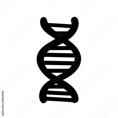 Stylized DNA Double Helix Strand Graphic in Bold Black and White