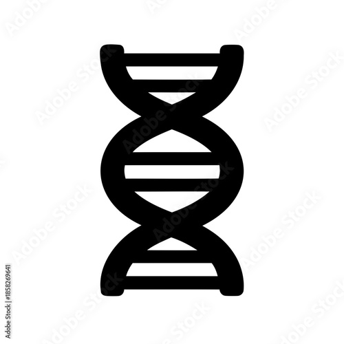Schematic illustration of a DNA double helix, genetic molecule in black and white