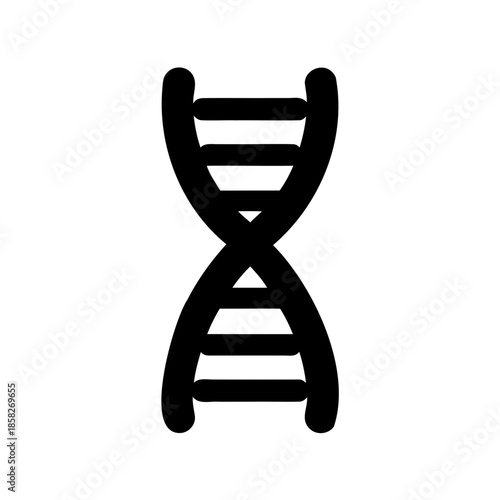 Stylized graphic representation of a DNA double helix structure in black color