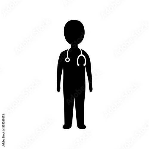 Silhouette of a healthcare professional with stethoscope around their neck