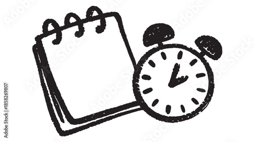 Notebook and Alarm Clock Sketch