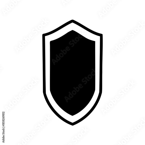 Free Download Simple black and white shield icon conveying protection and security concept - GFXLoad