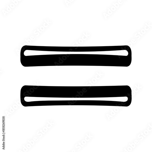 Black equals sign symbol for mathematical equations and equal comparison representation