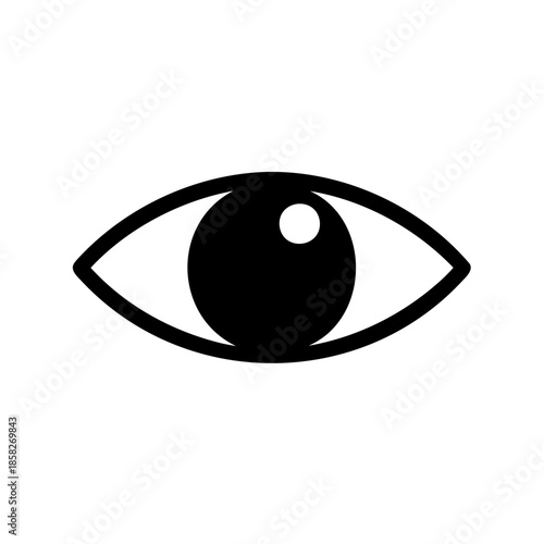 Minimalist black and white eye icon for vision or security concept