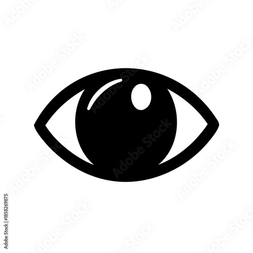 Simple black and white stylized eye icon for vision and sight