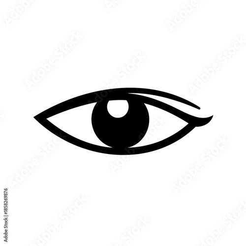 Simple black and white eye graphic illustration symbolizing vision and perception