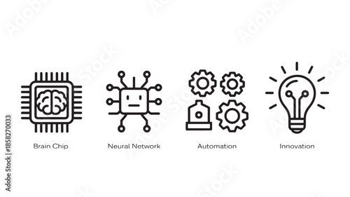 Innovation Icons Brain Chip Natural Network Automation