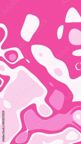 Seamless pink and white liquid motion background with organic flowing shapes. soft abstract animation perfect for vertical social media loops or modern backdrops