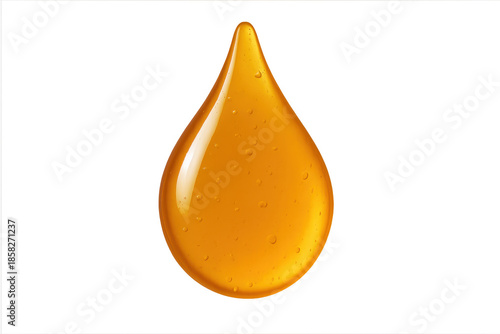 Golden liquid honey drop on transparent background