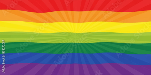 A colorful pride banner illustration featuring the German national flag waving as a gay symbol with a vibrant rainbow pattern design to represent the homosexual and lesbian community in Europe