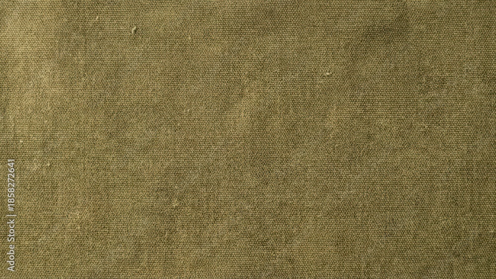 Fototapeta premium Green canvas texture background with rough fabric weave and a spacious blank area for text