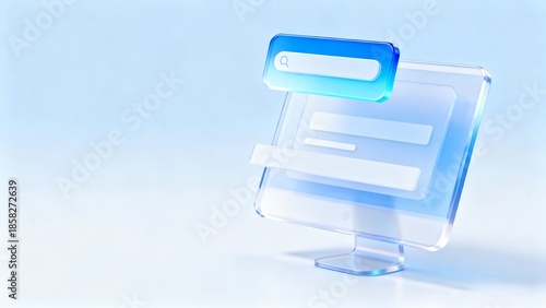 Blue and white transparent futuristic tech desktop computer icon design