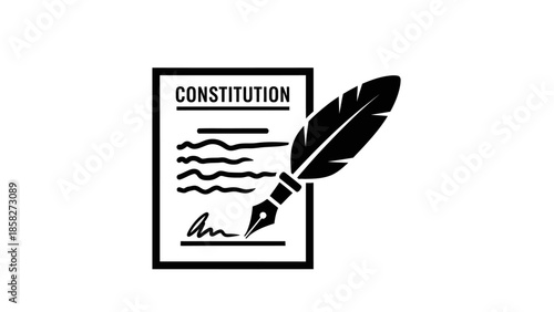 Constitution Document with Quill Pen Icon.