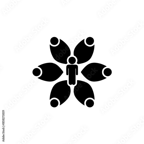 Flower shape team network vector icon.