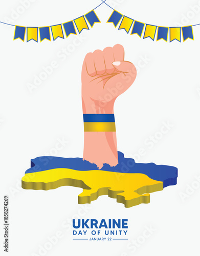 Ukraine unity day illustration showing patriotic raised fist and national flag elements vector poster